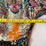 Maria Cher. Blue Purple Floral Abstract Blouse Rouched Cropped Silk size Large Photo 8