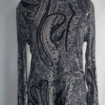 Karen Kane Y2K Gray Black Paisley Sparkles Long Sleeve Top Size Xl Photo 0