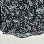 Tahari  Boho Top Blouse Floral Paisley Black Green 3/4 Sleeves Office Size L Photo 7