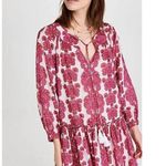 Cara Cara Kavita Blue Floral Print Tassel Shift Mini Dress Size Small Photo 1