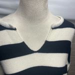 Elan Black And White Striped V Neck Long Sleeve Knit Sweater Size Large Photo 1