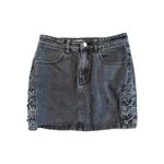 PacSun Black Denim Lace-Up Mini Skirt | Y2K Grunge High Rise Photo 1