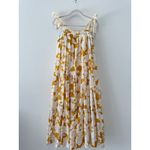Mon Renn Floral Tiered Maxi Dress Yellow White Tie Straps Size Small Photo 1