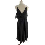 Jenny Packham Black Evening Dress Size 14 Rhinestone Straps Pleated V Neck‎ New Photo 3