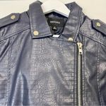 Zenana Outfitters Women’s Croc Embossed Faux Leather Belted Pocket Jacket Navy Size Sm NWT Photo 1