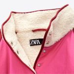 ZARA  Cropped Shearling Retro Colorblock Jacket M Photo 11