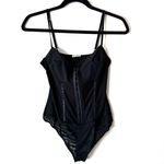 Free People  Black Night Rhythm Corset Thong Bodysuit Size Medium Photo 1