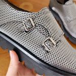 AGL • Netty Shoe platform loafer slip on chunky monk strap buckle metallic Silver Size 7 Photo 8