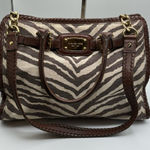 Michael Kors  HAMILTON ZEBRA PRINT BROWN IVORY EW LARGE SATCHEL NWT RETAIL $368 Photo 0