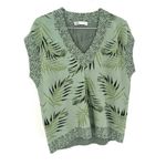ZARA  Pullover Palm Leaf Cabana Vacation VNeck Short Sleeve Tunic Sweater Top Photo 4