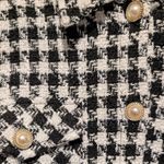 HYFVE Black White Houndstooth Tweed Jacket Pearl Buttons Preppy M Quiet Luxury Photo 3