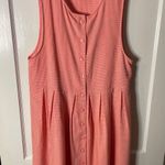 FADS Coral Gingham Pinafore Dress Button Front Maxi Length Womens Size L Pink Size L Photo 0