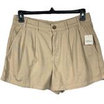 Free People  SZ 8 Billie Chino Shorts Hi-Rise Pleated Pockets Zip-Fly Almond Milk Photo 0