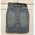 Banana Republic Denim Jean Skirt Women’s Size 0 Petite Button Fly Stretch Modest Photo 0