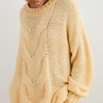 Aerie Happy Place Oversized Long Cable Knit Sweater Pail Yellow Size Medium Photo 1