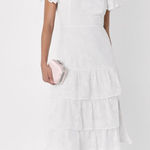 Lulus Loveliest Feeling White Floral Jacquard Tie-Back Midi Dress Photo 0