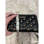 Moschino LOVE Black Vegan Leather Gold Heart Studded Full Zip Wallet Red Inside Photo 15
