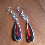 Simulated Red Diamond Sterling Silver Dangle Earrings Photo 5