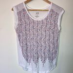 Armani Exchange White Dot Print Scoop Neck Cap Sleeve Tee Shirt Size‎ XS Photo 1