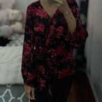 Vince Camuto Black and Red Floral Blouse Photo 1