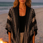 Urban Outfitters ECOTE LADIES BLACK AND WHITE PONCHO STYLE SWEATER (OS) EUC Photo 0