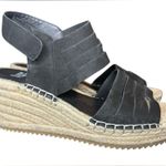 Eileen Fisher Largo Espadrille Suede Wedge Size 7.5 Black Photo 5