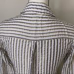 EXPRESS  The Portofino Shirt Gold White‎ Blue Striped Women's Sz Slim Small Photo 8
