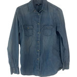 Uniqlo  Women's Size Large Chambray Pearl Snap Shacket Button‎ Up Top Photo 0