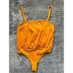 Free People  Marissa Ribbed Bodysuit Tangerine Orange Photo 3