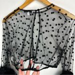 Rare London  Womens Sheer Polka Dot Top Sz XL Bell Sleeves Black Mesh Photo 11