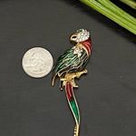 Vintage Unsigned Enamel Parrot Bird Brooch NOS Red Photo 8