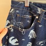 NWT Cali1850 Wide Leg Western Print Jeans Size 30 Blue Photo 4