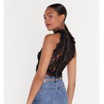 ZARA  Trafaluc Black Floral Lace Halter Embroidered Sleeveless Crop Tank Top Sz S Photo 1