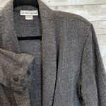 Vtg Mitchell Mitchell Womens 14 Blazer Long 3/4 Ruched Sleeves 80s Shoulder Pads Gray Photo 1