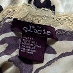 Y2K Gracie 100% Silk Leopard Print Lace and Sequin Babydoll Tank Festival M Brown Size M Photo 8