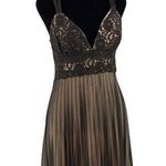 Vintage Roulette Lace Accordion Pleated Semi Sheer Lined Dress Black Size Medium Photo 1