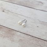 Vintage Stud Earrings Dainty Faux Pearl Dainty 0.25" Photo 3