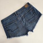 American Eagle Outfitters Blue Jean Shorts with Pink Floral Embroidery Size 8 Photo 8