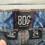 BDG Urban Outfitters High Rise Slim Straight Jeans Embroidered Stitch Please Blue Size 24 Photo 7