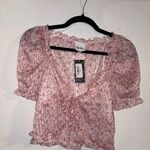 Sky to Moon  Boutique Pink Floral Pink Top Size Small New With Tags Photo 5