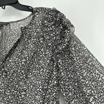 Grade & Gather  Womens Boho Ditzy Floral Top Black Metallic Ruffle Shoulder Sz M Photo 2