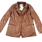 Princess Polly Blazer Jacket Size Small/Medium Morrison Faux Leather Brown NWT Photo 0