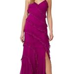 Amur Chara Ruffle Evening Gown in Purple Sangria 4 Womens Long Maxi Dress Photo 0