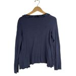 Talbots ✨ Open Front Cardigan Sweater Sz Medium Navy Solid Long Sleeve Ruffle✨ Photo 4