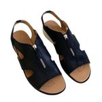 Nurture Wedge Sandal Sersey Black Leather Zipper Wedge Sandals Size 10 NIB Photo 0