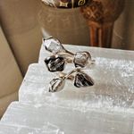 Natural Herkimer Diamond & Meteorite Campo Del Cielo Sterling Ring Silver Photo 2