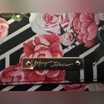 Betsey Johnson Betsy Johnson black white Pink Floral Card Holder with Keychain Photo 1