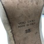 Tibi  Tan Suede Pumps Wood Heels Womens 8 Cap Toe Snake Embossed Preppy Pumps Photo 5