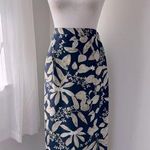 Briggs New York Vintage ‘00s Briggs Navy & Cream Floral Print Elastic Waist A-Line Maxi Skirt Photo 0