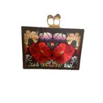 Alexander McQueen Black Embroidered Floral Clutch Evening With Knuckle Handle Photo 9